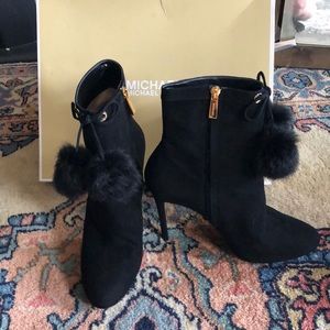MICHAEL KORS Suede PomPom Booties